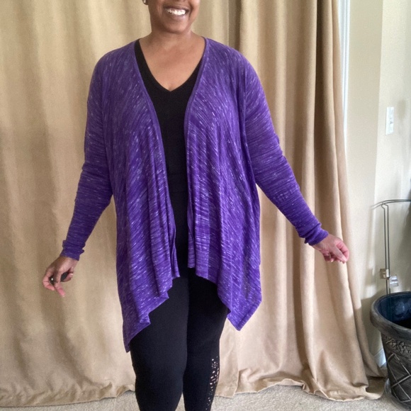 Lane Bryant Hi-Lo Cardigan Sweater, Purple, Size 14/16 - Picture 2 of 12